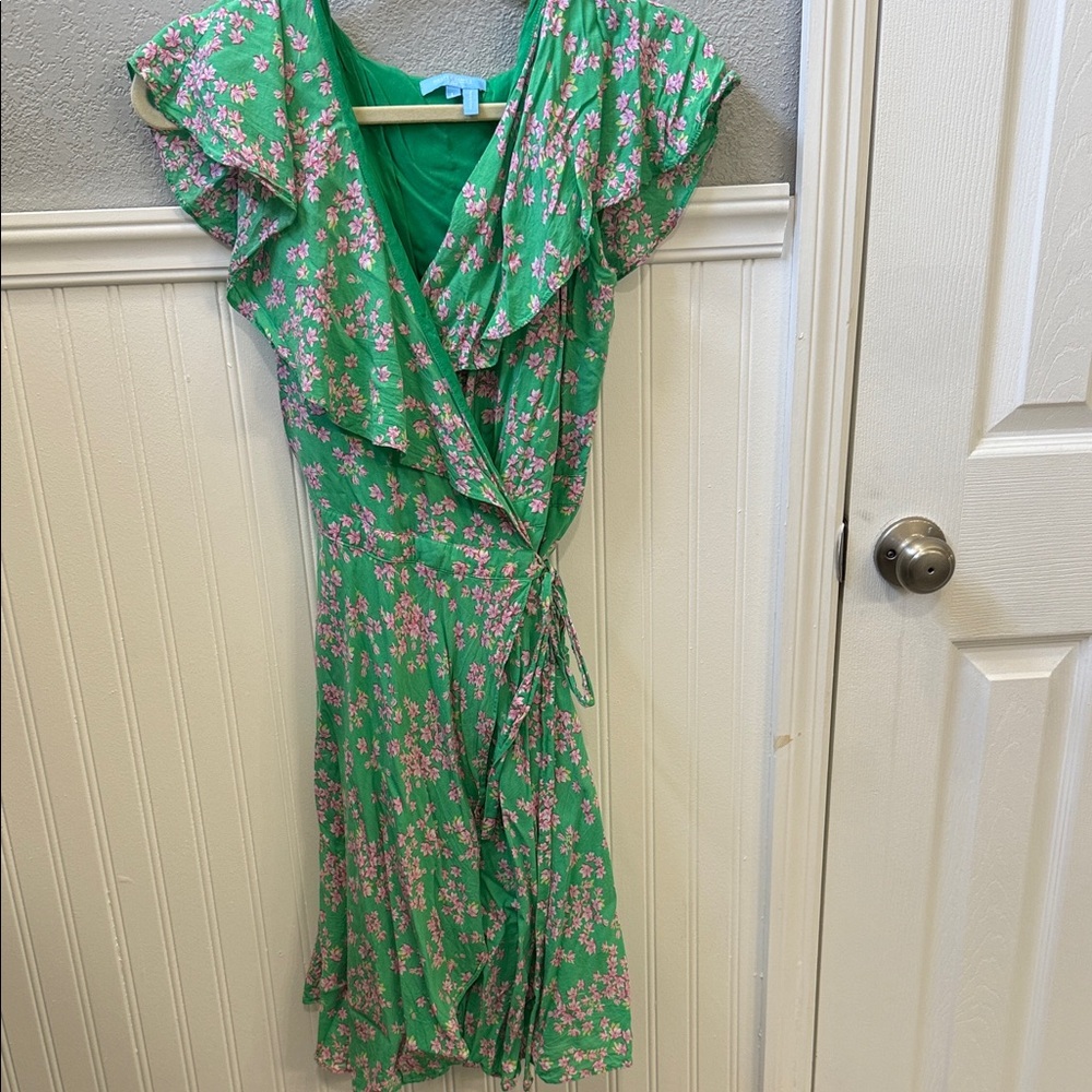 Floral Green Wrap Dress